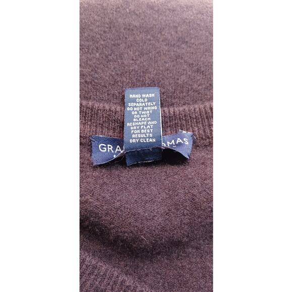 Grant Thomas Brown Cashmere V-Neck Sweater Size L Classic Menswear Luxury - Picture 6 of 6